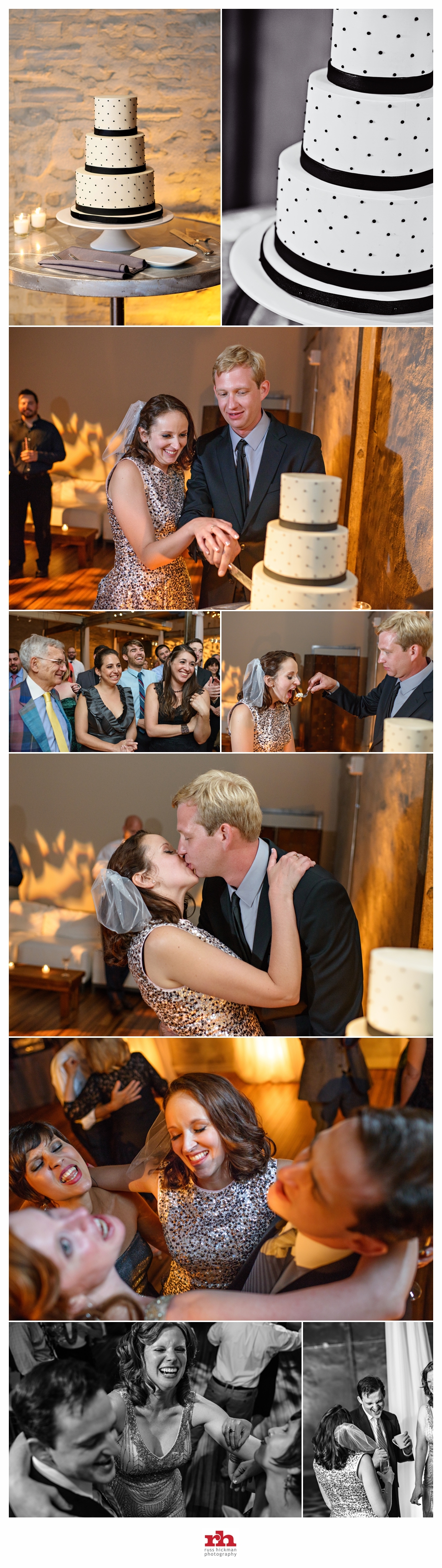 A wedding couple cut the cake at their reception at Front & Palmer in Philadelphia PA.
